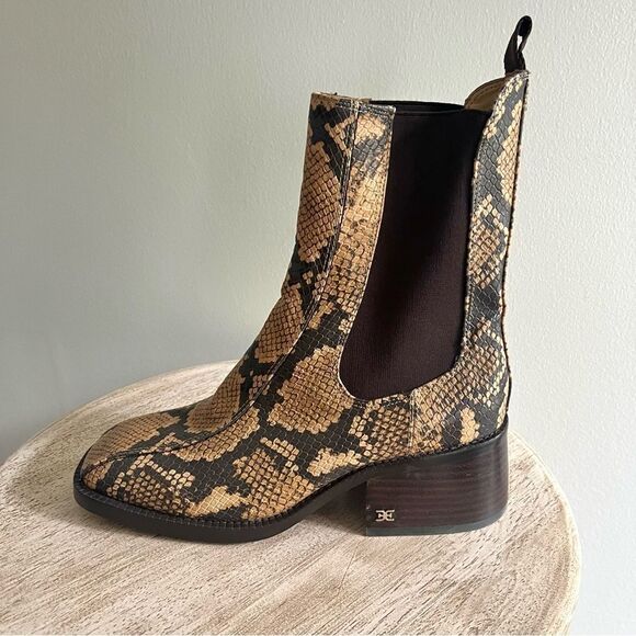 Sam Edelman Dasha Chelsea Leather Snake Print Boots Elastic Sides, 6.5 NWOB - Picture 8 of 12